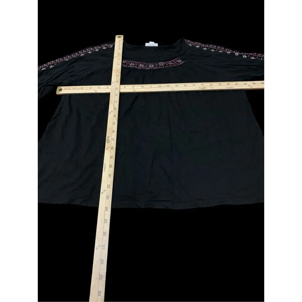 GREAT CONDITION J.Jill Embroidered Ladder Stitch Peasant Top Womens Size PL  Bas_9